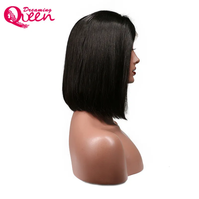 Bob Perucas 130% Densidade 13x4 Frente Brasileira Virgem Virgem Humana Peruca Prejeituoso Preenchido Fechamento Frontal Frontal Afro-americano Perucas curtas para mulheres negras