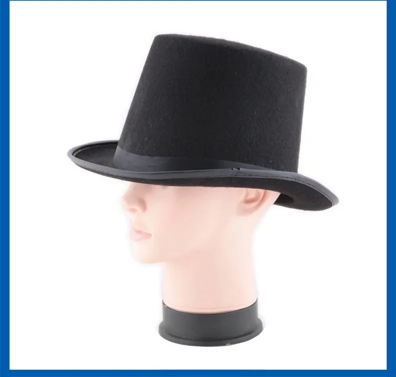 2017 Fiesta de disfraces de Halloween popular Sombrero de fibra híbrido negro Gorra de mago de Halloween Juego de rol mágico Vestir Sombrero de jazz