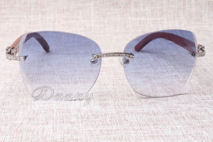 Metal Diamond Wooden Sunglasses High Quality Fashion Eyewear With