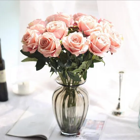 Simulazione rose forniture di nozze pianta di simulazione velluto rosa fiori finti artigianato decorazione della casa