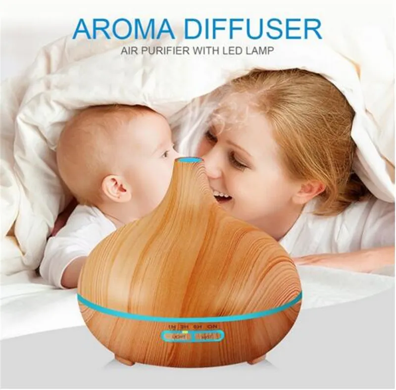 300ML Air Aroma Huile Essentielle Diffuseur LED Ultrasonique Aroma Aromathérapie humidificateur Mist Purificateur fabricant grain de bois shap DHL shippi1834004