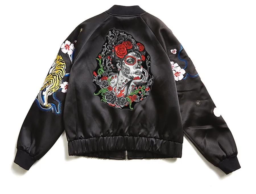 8 10 inch Sugar Lady Red Roses en Green Vibes Iron On Patch Motorcycle Biker Club MC Front Jacket Vest Patch Gedetailleerd Embroidery301t