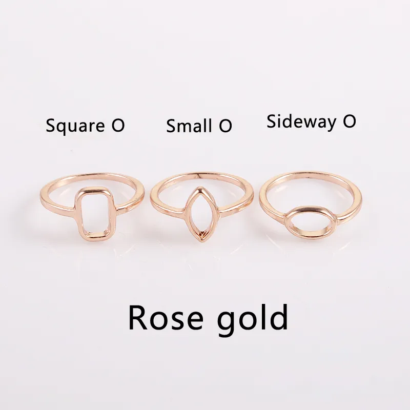 Everfast Wholesale 10pc/Lot Geometric Mouth Rings Silver Gold Rose Gold Plated Simple Fashion Ring for Women Girl Can Mix Color EFR005