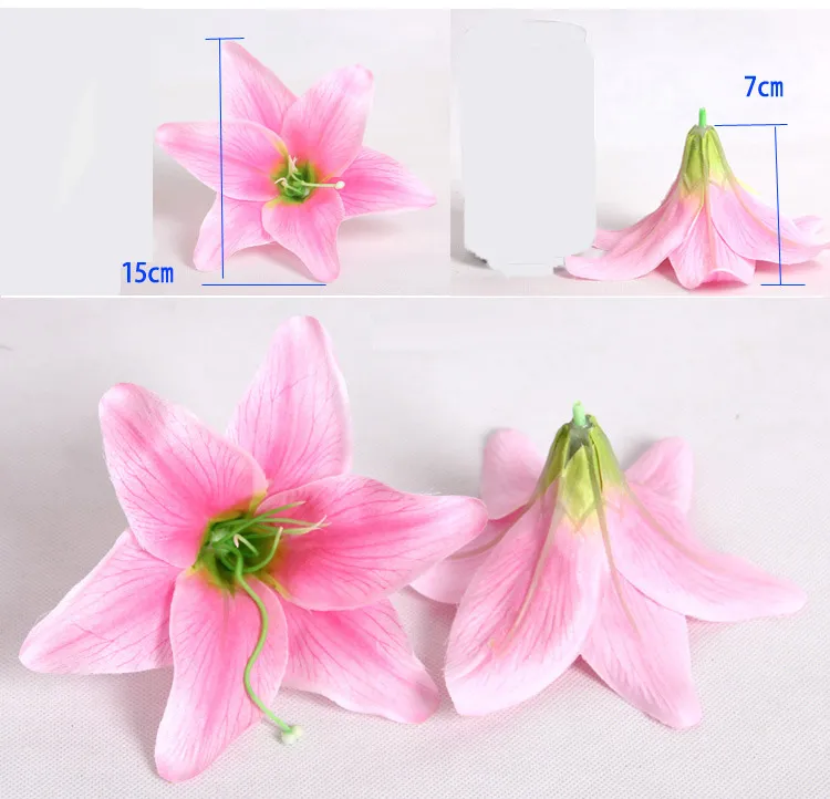 43cm Perfume Lily 10 heads Raw Silk Flower & Plastic cement Leaves Artificial Flowers For Wedding,Home,Party,Gift