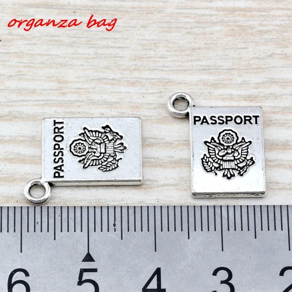 Caliente ! 100 piezas de aleación de plata antigua pasaporte encanto colgante 15*18mm DIY joyería A-073