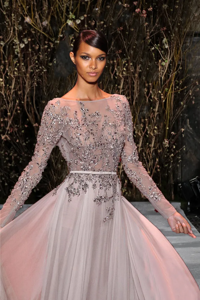 3/4 length evening dresses Ever-Pretty Lantern 3/4 Sleeve Split Tulle Maxi Bridesmaid Dress main image 0