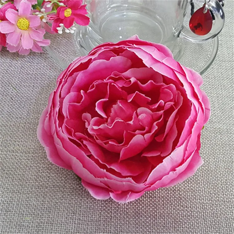 50 pçs 10cm inteira de seda artificial decorativa peônia flor cabeças para diy casamento arco parede festa em casa decorativa alta qualidade fl249b