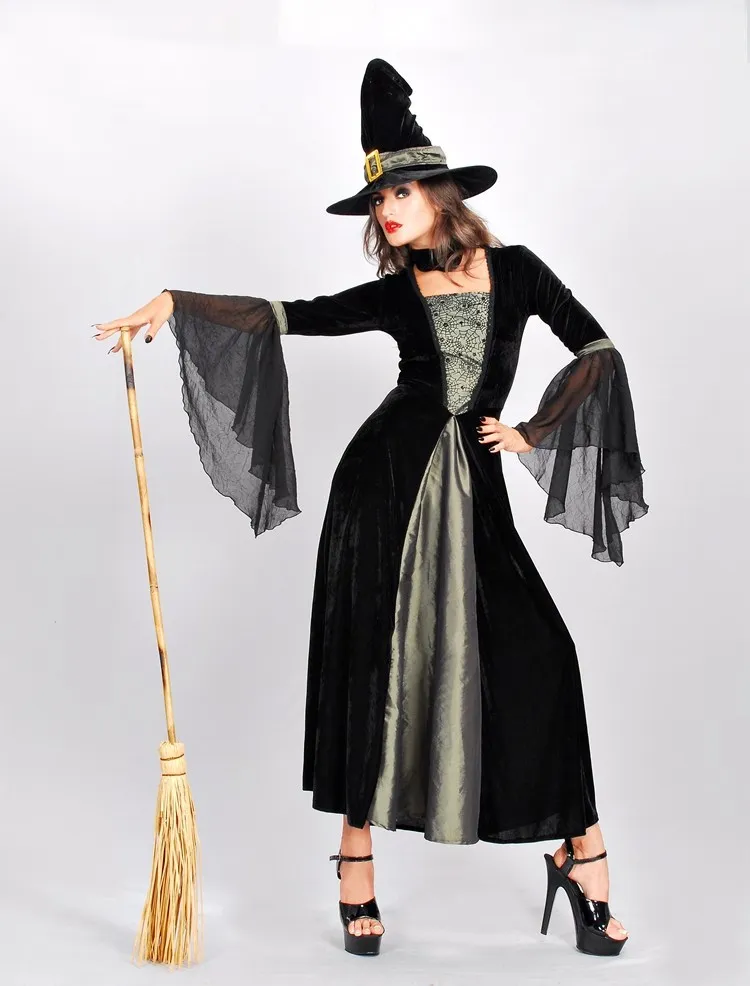 2020 Halloween Witch Prom Dresses voor Vrouwen Gratis Size Cosplay Kostuums Twee Verschillende Kleuren Party Jurken Gratis Verzending