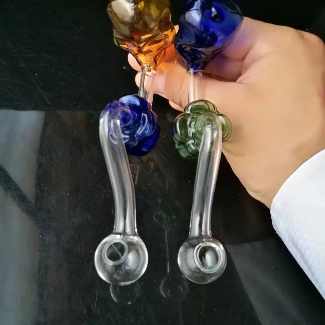 Pipe fumatori Accessori bong in vetro con vaso di rose Pipe fumatori mini colorati multicolori Cucchiaio a mano