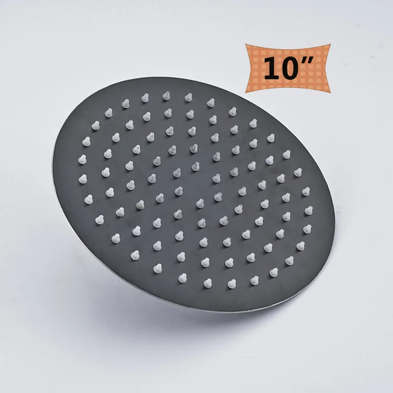 Titanium Black Bathroom Ultrathin Rain Shower Head 8/10/12 Inch Square & Round Rainfall Showerhead