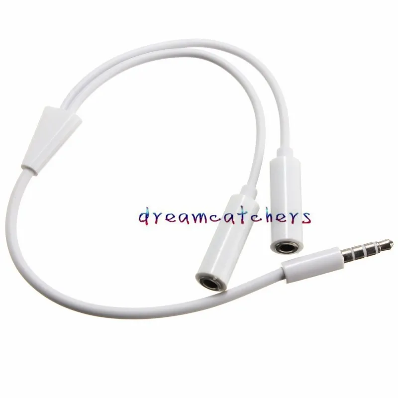 3,5 mm 1 Man till 2 Dubbla Kvinnliga hörlurar Headset MP3 MP4 Jack Headphone Audio Stereo Y splitter Kabeladapter för iPhone 7 Samsung HTC
