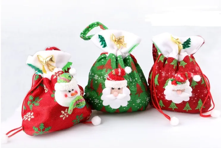 Noël personnalisé sac de père noël cordon de serrage bonbons sucrés porte-sacs vacances emballage cadeau bas sac à main fête décoration de noël