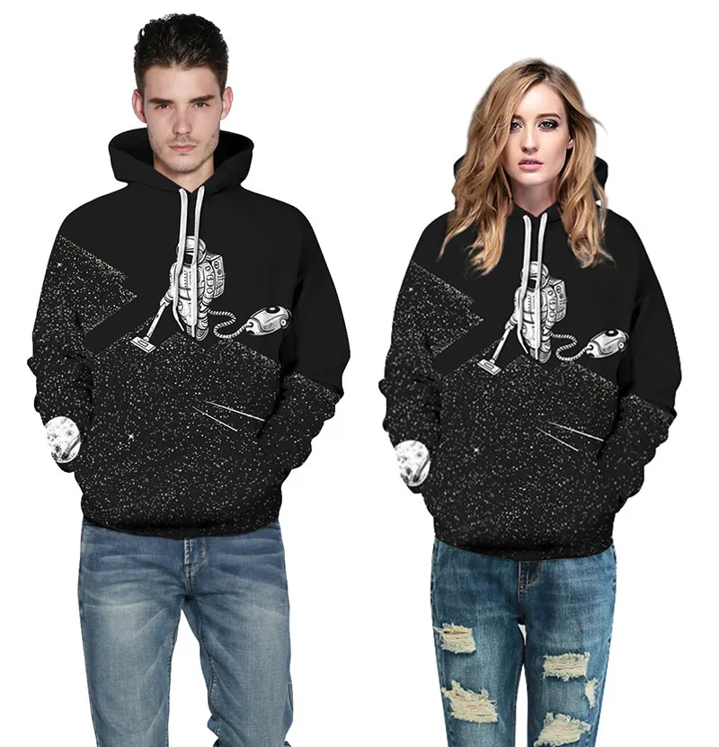 Felpe Robot la pulizia uomo abbigliamento unisex Felpa con cappuccio vetements a maniche lunghe designer 3D Galaxy Funny Print Spacewalk Pullover