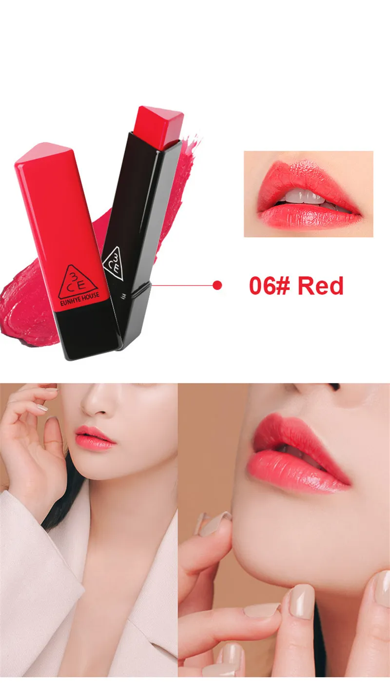 High Quality ! 3CE Eunhye House Matte LipStick korean lipstick Triangle Lip Cream Moisturizing Long-Lasting korean Makeup Cosmetic DHL SHIP