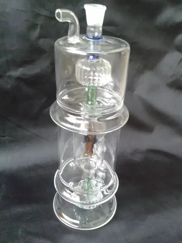 Twee lagen baffle glazen bongs accessoires, unieke oliebrander glazen pijpen waterpijpen glazen pijp olieplatforms roken met druppelaar