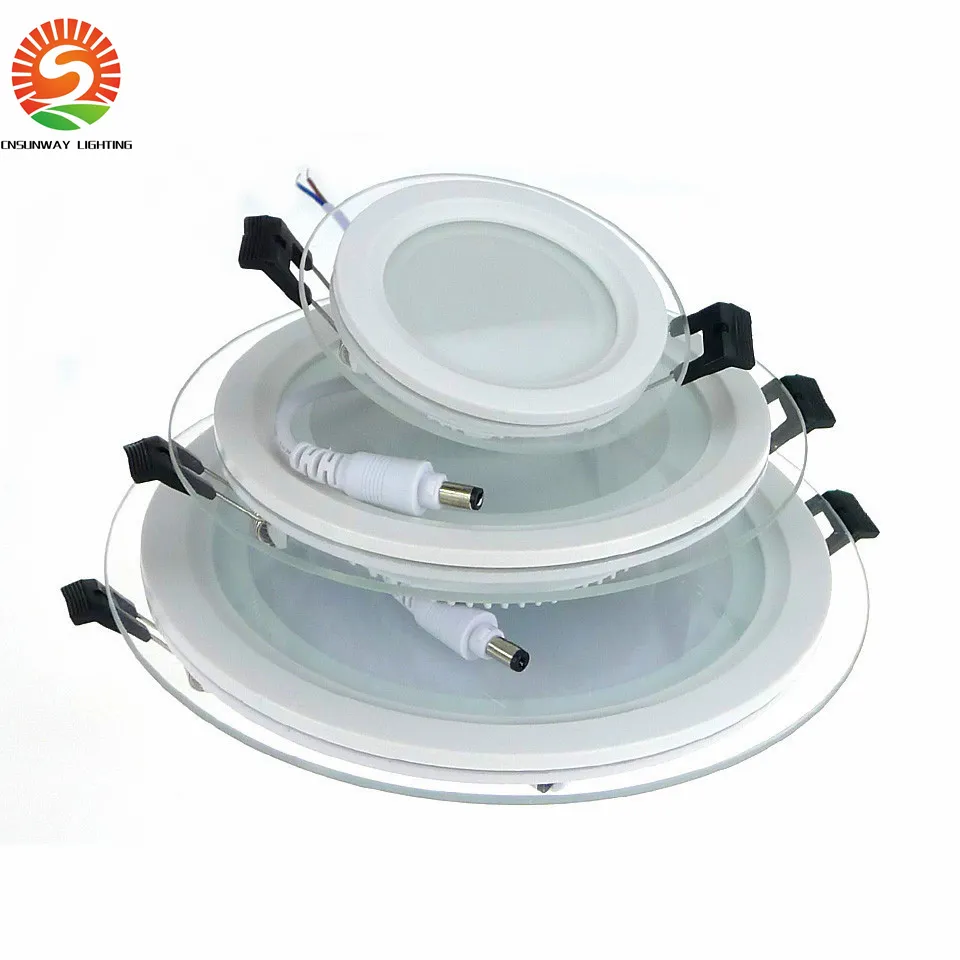Dimmable LED Panel Downlight 6W 12W 18W Round Square glass ceiling recessed lights SMD 5730 Warm Cold White led Light AC85-265V