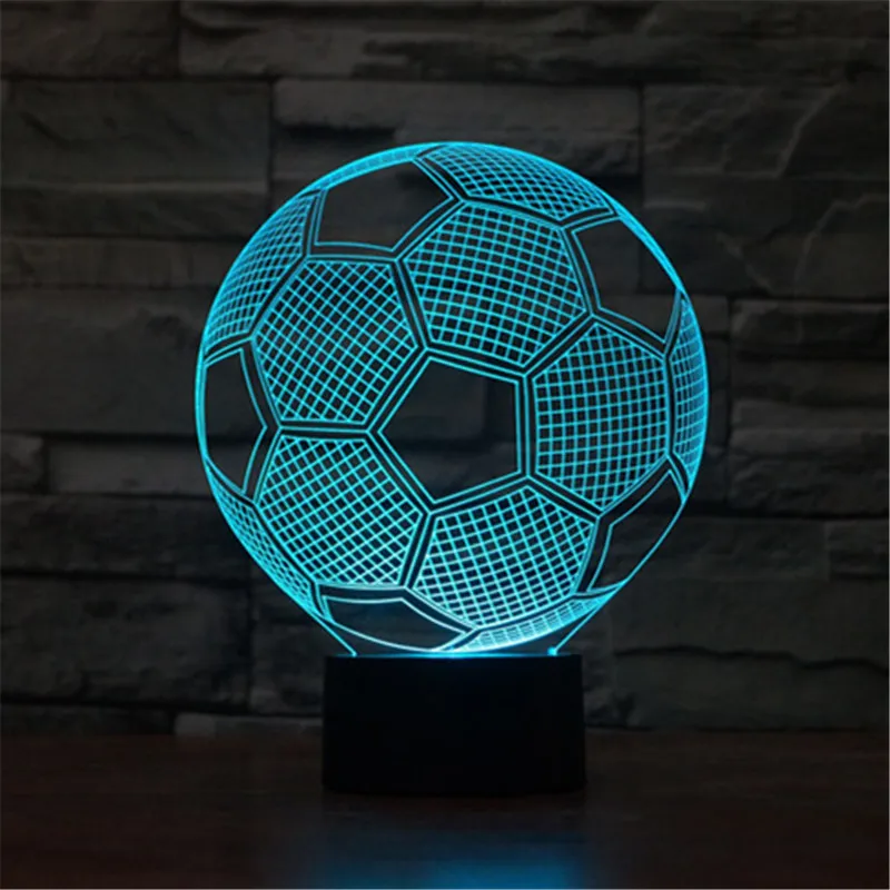 Fútbol creativo 3D acrílico Visual hogar lámpara de mesa táctil colorido cambio arte decoración USB LED escritorio infantil luz nocturna TD20