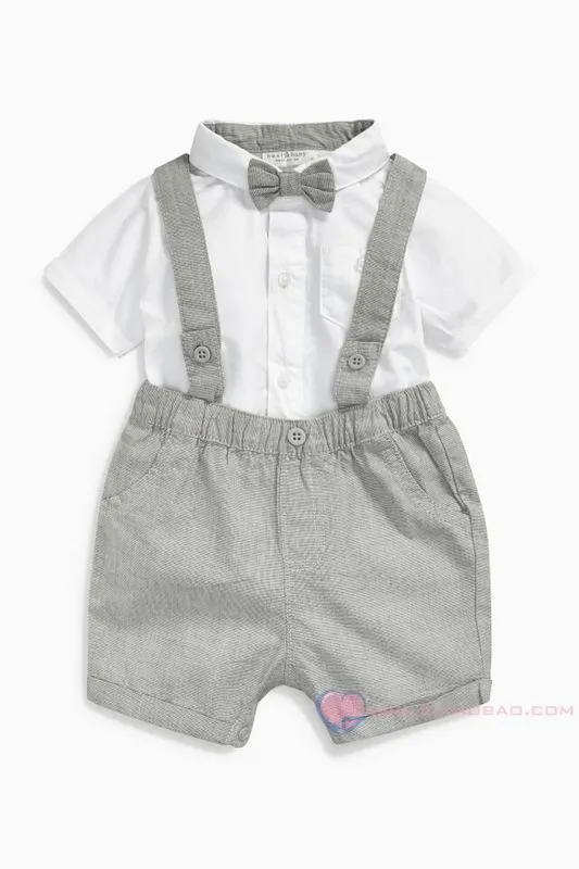 Baby Set Fashion Little Boys Short Sleeve Lapel Shirtsuspender Shorts -kläder Set Baby Boys Summer Clothing Gentleman Sui8448200