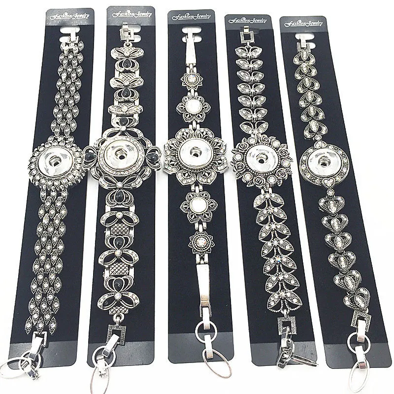Exquisite Ginger Snap Jewelry Mix Style Vintage Snap Charm Bracelet Fit 18MM Interchangeable Snap Button