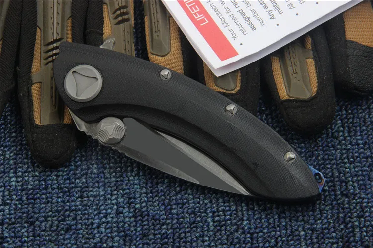 Special Offer Excellent Quality Flipper Folding knife D2 Satin Blade G10&TC4 Titanium Alloy Handle EDC Pocket Folder Knives Tactical knifes