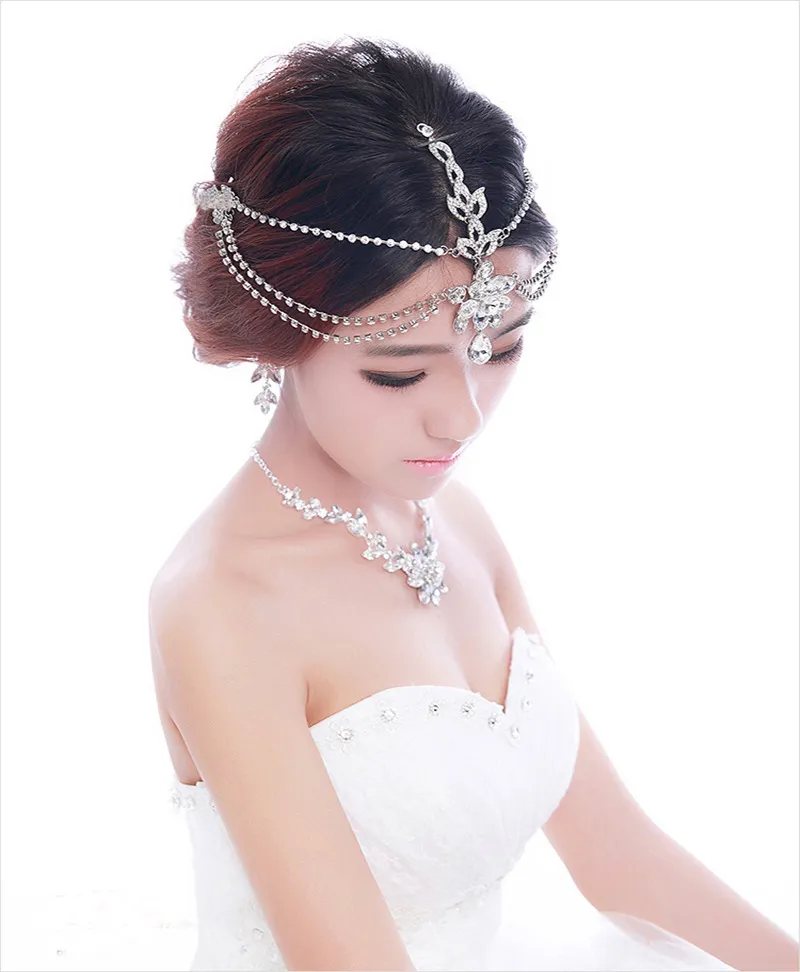 Rhinestone frente nupcial accesorios para el cabello 2018 lujo boda pelo joyas tiaras coronas para novias nupcial cabeza piezas en stock