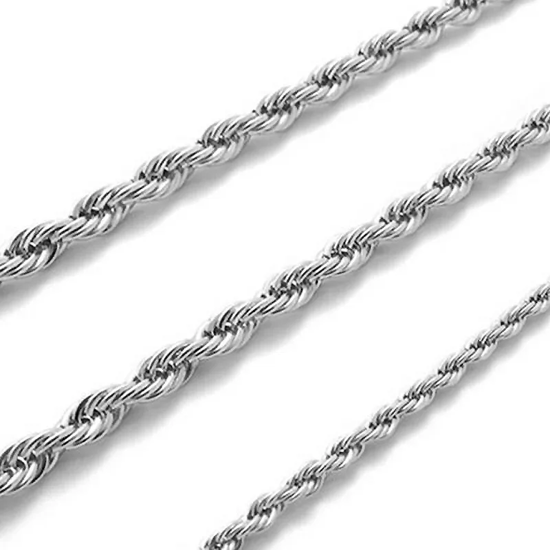 Toppkvalitet 925 Sterling Silver Män Kvinnor Twist Rope Chain Halsband 2mm 16inch / 18inch / 20inch / 22inch / 24inch