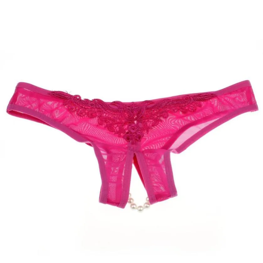 Tanga Retro Con Perlas Para Mujer, Bragas Ultrafinas De Encaje Spandex, Corte Bajo, Diseño Con Cuentas