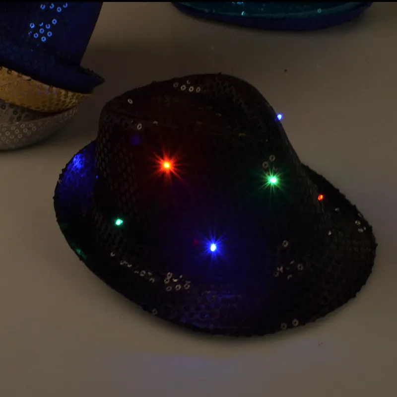 Led Flash Paillettes Cappello Adulti Bambini Hip-Hop Light Up Jazz Cap Cappelli Dance Club Evento Festa di compleanno Palcoscenico Eseguire oggetti di scena ZA1560