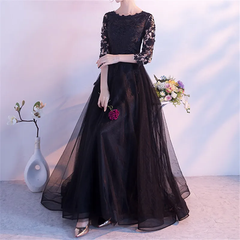 エレガントな黒、赤、ピンク、暗い海軍の長い母の花嫁のドレスレースの上半袖ジッパーバック安いドレス