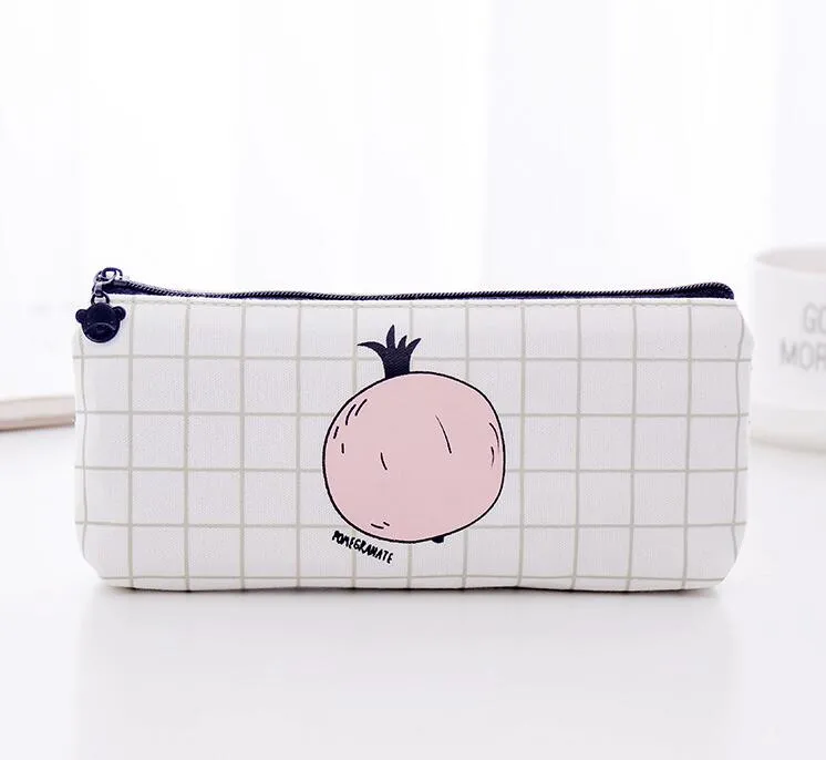 Gros kawaii papeterie produits scolaires fournitures de bureau mignon dessins animés fruits style toile crayon sacs de stockage sacs livraison gratuite