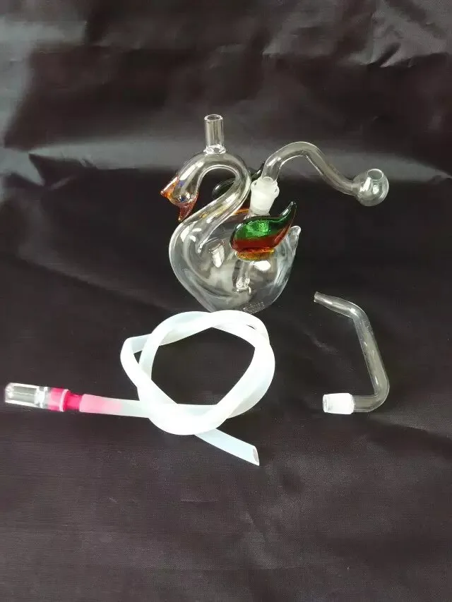 Swan Water Slang Glas Bongs Accessoires, Kleurrijke Pijp Roken Gebogen Glas Pijpen Olie Burner Pijpen Waterleidingen DAB RIGHT Glass Bongs Pipe