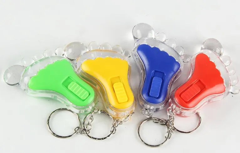 1 مجموعة = 48 قطع الاكريليك البسيطة القدم الصمام مفتاح سلسلة لطيف سلاسل المفاتيح الصغيرة مصباح يدوي في الهواء الطلق المفاتيح 4 ألوان