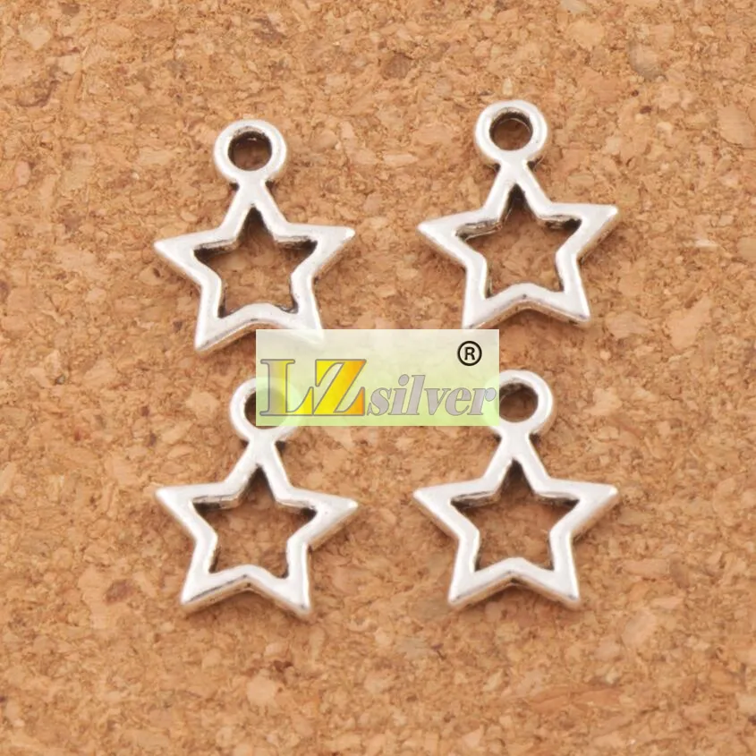 Otwarta Star Spacer Charm Koraliki Wisiorki 500 sztuk / partia Antique Silver / Bronze Alloy Handmade Biżuteria DIY L138 9.8x12mm