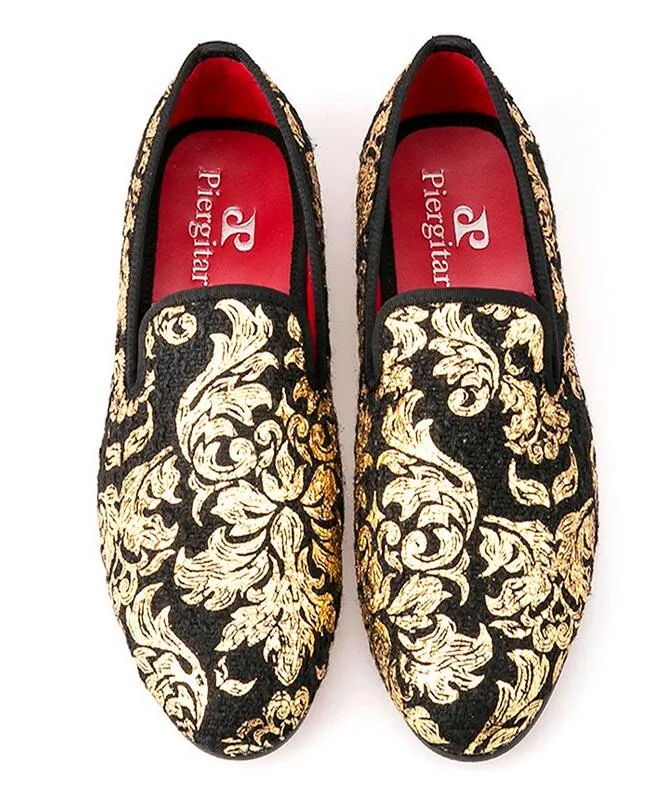 Nieuwe High-end Gold Printing Mannen Schoenen Luxe Mode Mannen Loafers Heren Flats Grootte VS 4-17 Gratis Verzending