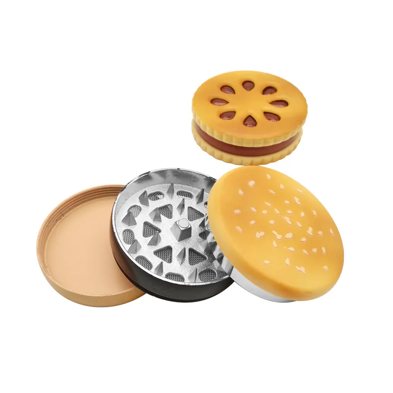 L'ultimo creativo Biscuit Design Herb Grinder Tobacco Metal Grinder Smoke Herbal Herb Crusher Hand Magnetic Smoking Pipes 3 strati