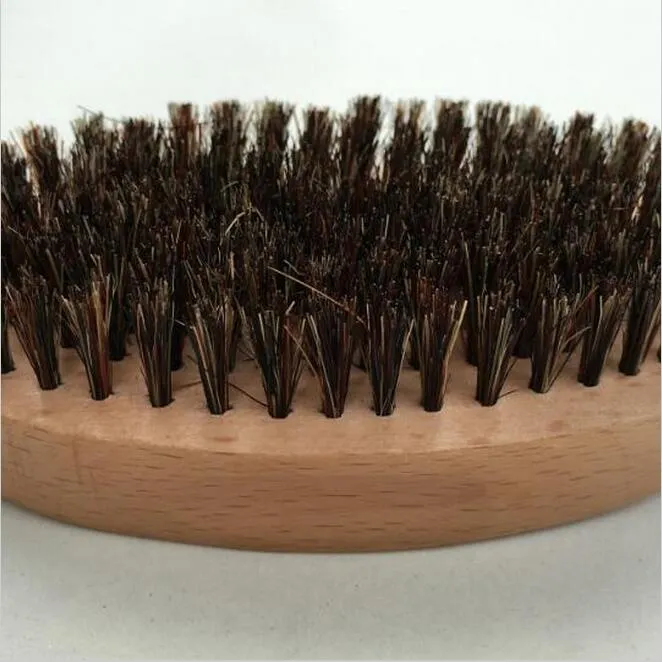 The Wild Boar Bristle Brush Brush Elliptic Beard for Men Were Men Boar Hair Brush Beard Mustache Military Round Wood Handle Bristles