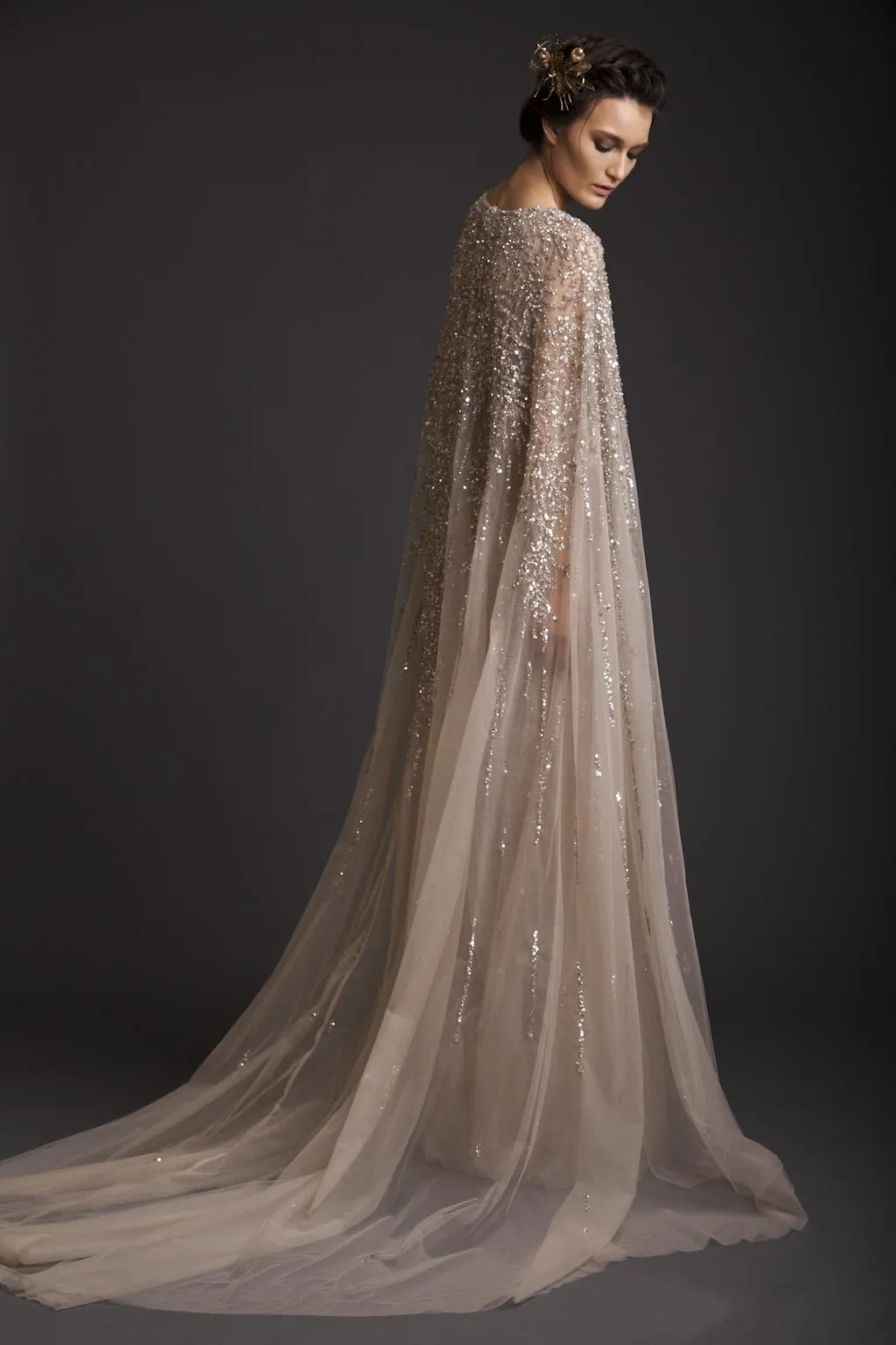 Krikor Jabotian 2019 Elbiseler Abiye Şal Ile Şampanya Boncuk Payetli Bir Çizgi Balo Abiye Custom Made Örgün Parti Elbise