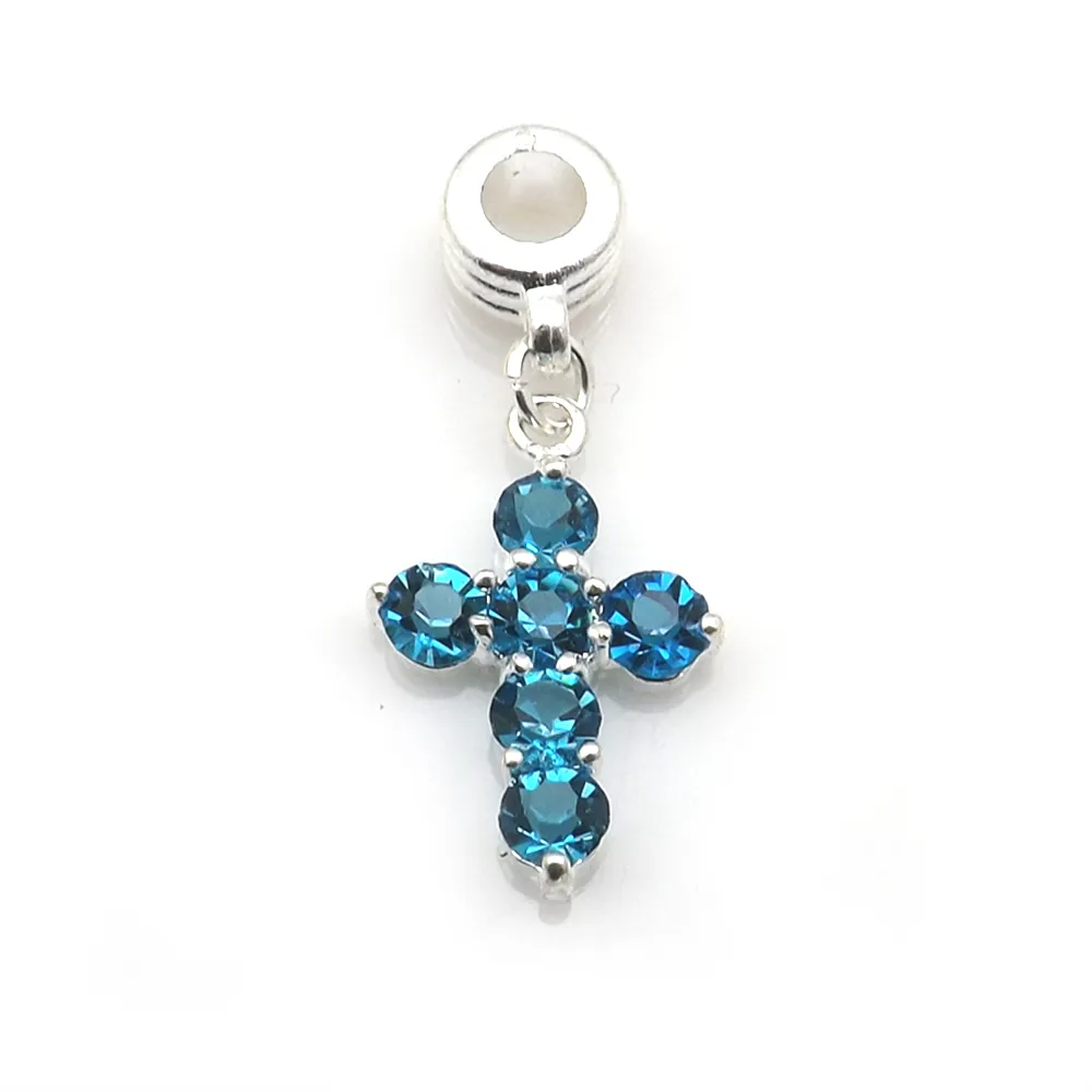 Crystal Cross Shape Slide Necklace Pendant Multicolor Rhinestone Charm For DIY 