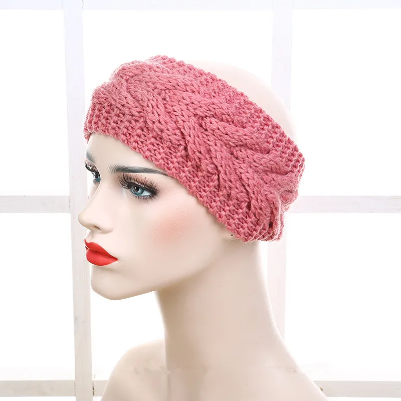 2017 Moda Feminina Crochet Malha Cabeça Chunky Torção Turbante Cabeça De Malha Enrolar Orelhas Quente Multicolor Acessórios Banda de Cabelo Sólido