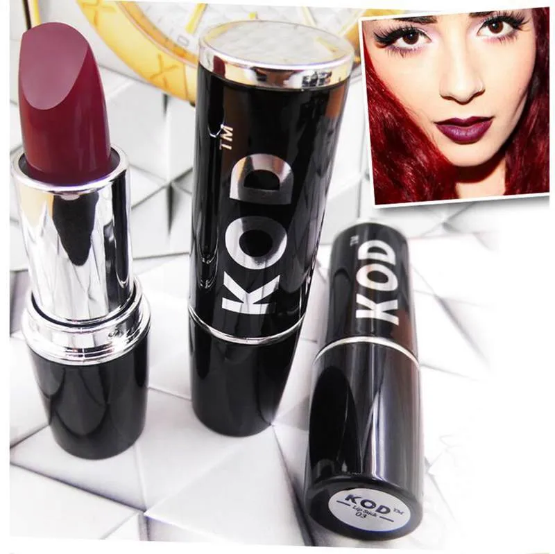 Hot 2016 Wysokiej Jakości 7 Kolory Marka KOD Matte Lipstick Waterproof Nude Lip Stick Lipgloss 120 sztuk / partia DHL