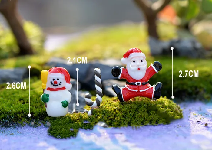 Harz Schneemann Santa Claus Set Handwerk Garten Dekoration Ornament Miniaturanlagen Micro Landschaft Bonsai Figuren DIY Weihnachten