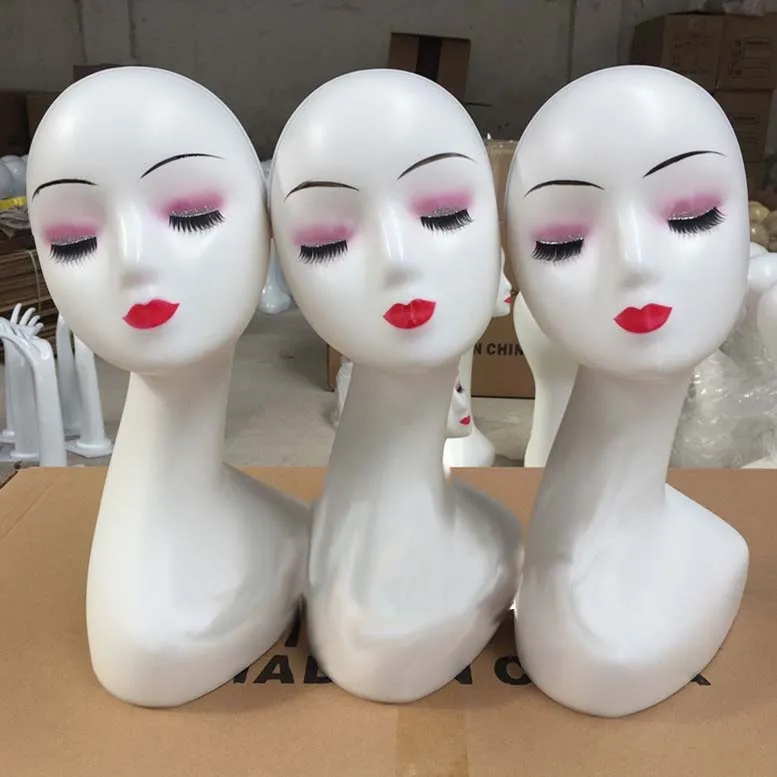 En plastique à long cou perruque affichage mannequin tête vitrine modèle exposition étagère pour affichage de bijoux et écharpe