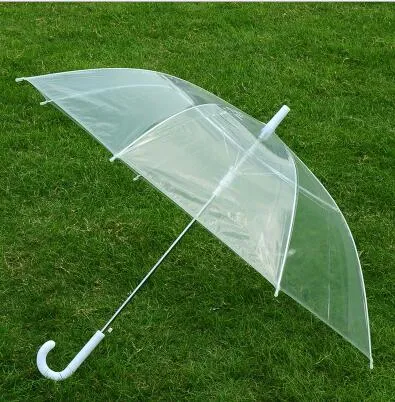 Transparent Clear EVC Umbrella Long Handle Rain Sun Umbrella See Through Colorful Umbrella Rainproof Wedding Photo