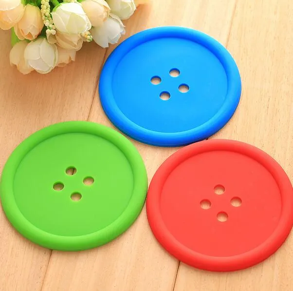 Round Silicone Coasters Button Coasters Cup Mat Hem Dricka Placemat Bordskasse Koppar Kuddar 5 färger