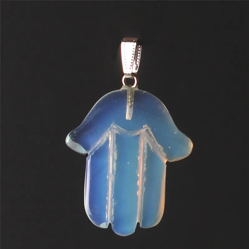 Opal Hamsa Fatima Hand Amulet Judaica Charms Perline Misto Colore casuale Pietre naturali Agata Jade Crystal Jasper Pendant Israele Gioielli ebraici