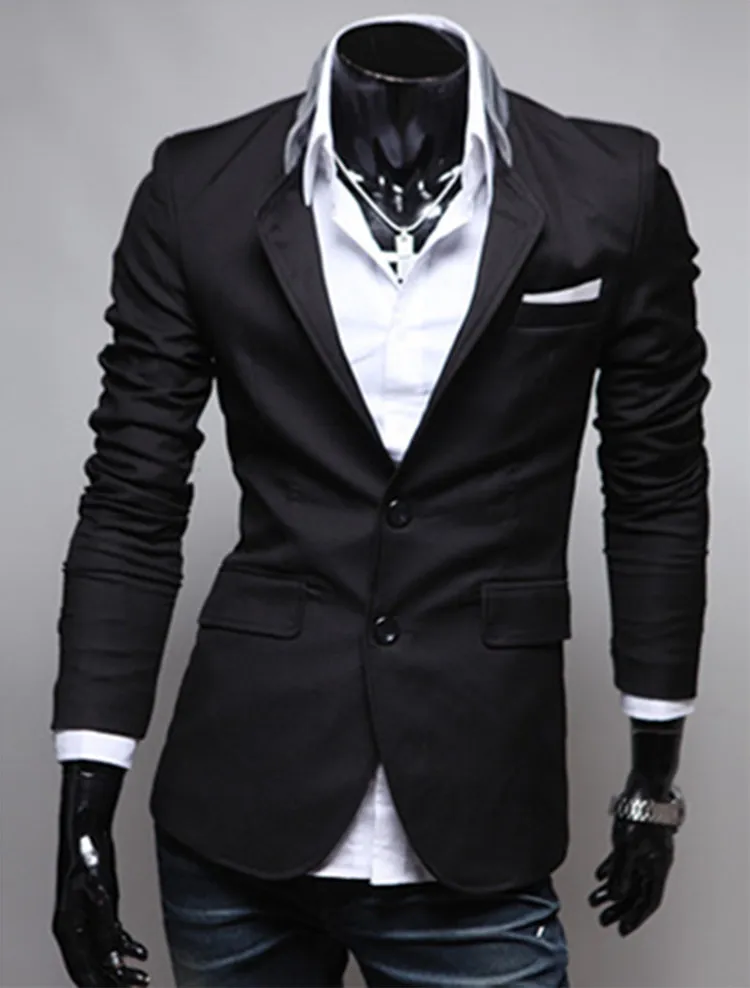 Mode hiver noir rouge gris hommes vêtements décontractés coton à manches longues décontracté Slim Fit élégant costume Blazer manteaux vestes1