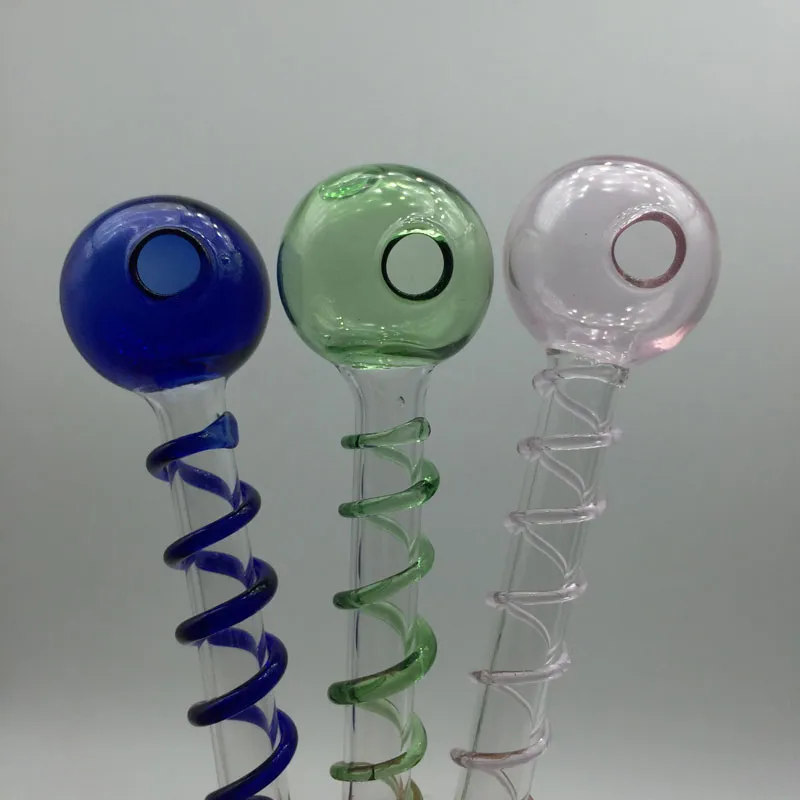 Tubo per bruciatore a nafta in vetro Tubi con manico a spirale Bubbler Pyrex mini Tubi con manico in vetro