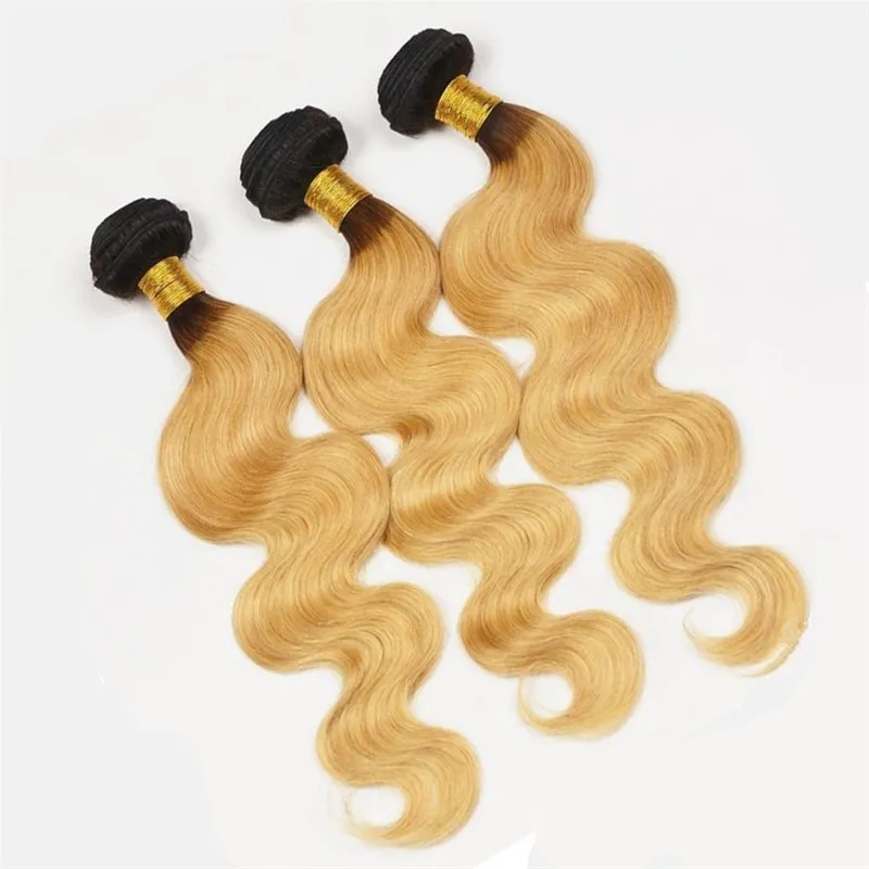 Radici scure Miele Biondo Chiusura in pizzo con fasci Ombre bicolore Tessuto capelli umani con chiusura in pizzo Capelli bambini Around5323277