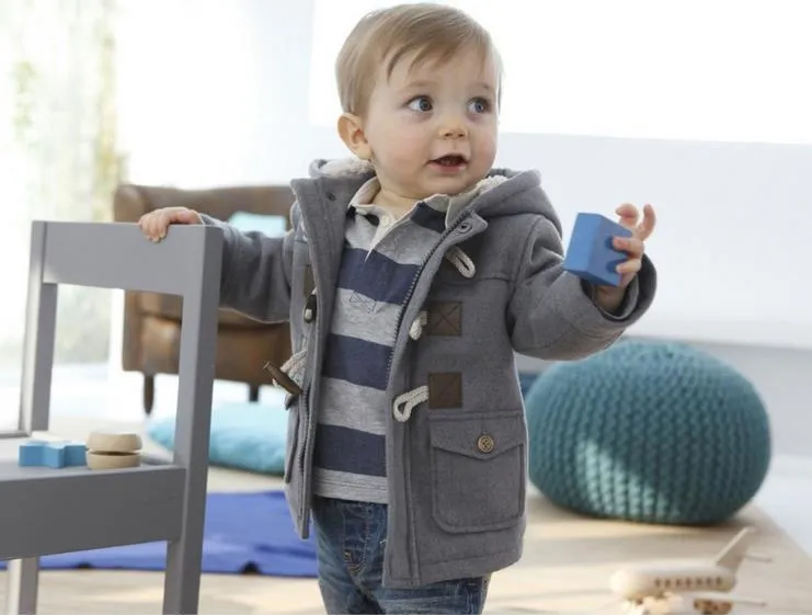 Nouvelle Europe Mode Bébé Garçons Manteau Enfants À Capuche Outwear Veste Enfants Garçon Manteaux Gris Kaki W067