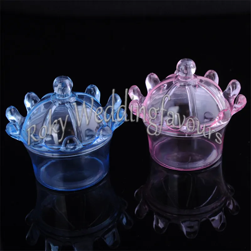 Transparent Clear Crown Candy Boxes Baby Shower Plastic Sweet Holder